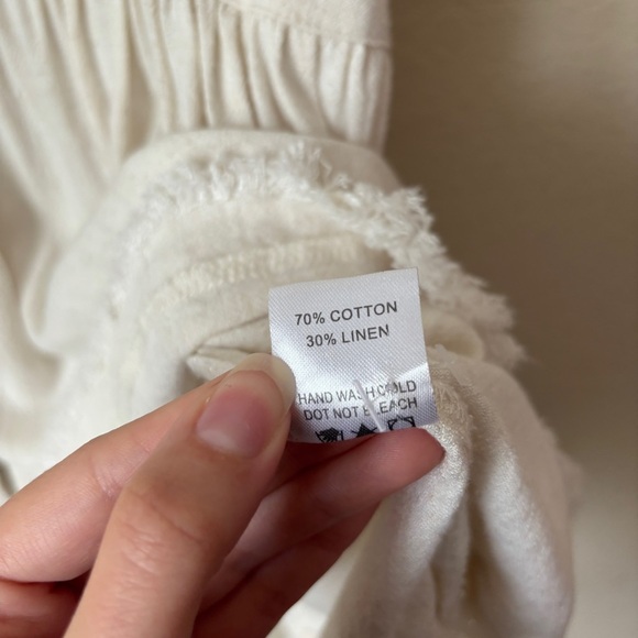 White Birch Linen Cotton Blend Boho Beachy Babydoll Blouse Top - Picture 9 of 12